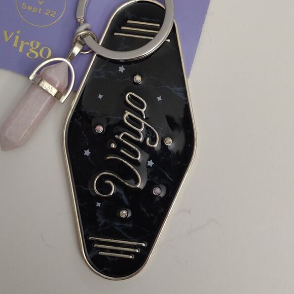 Retro Hotel Key Mystical Gem Zodiac Keychain - Virgo- NWT - Picture 2 of 5